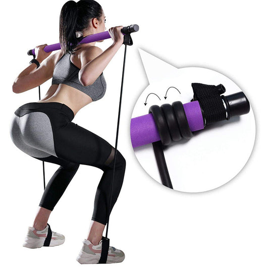 Portable Pilates Bar with resistance bands