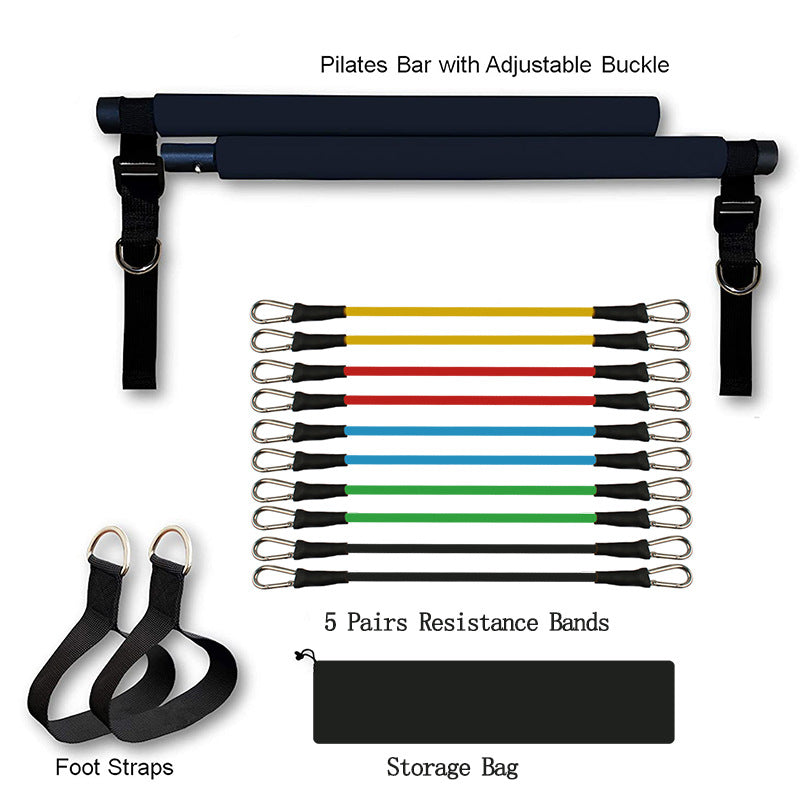 Portable Pilates Bar with resistance bands