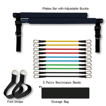 Portable Pilates Bar with resistance bands