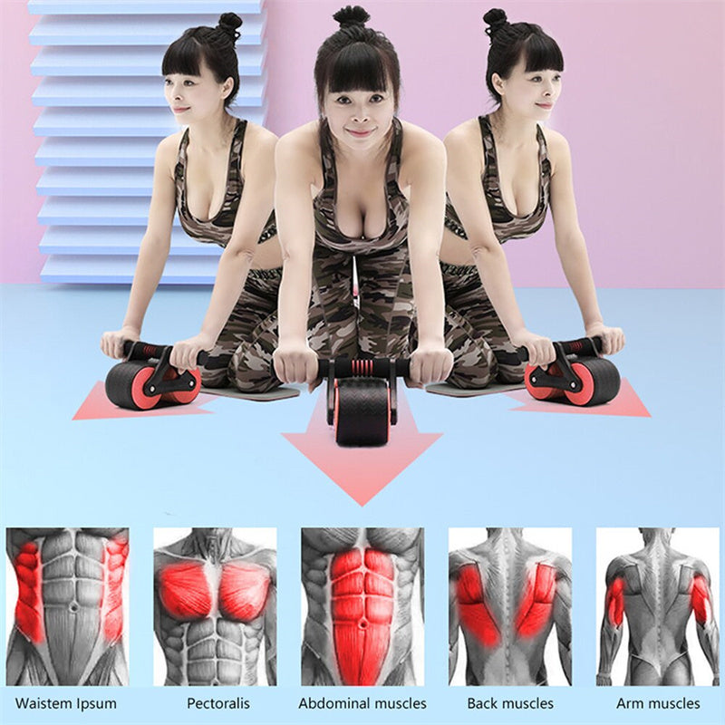 Automatic Rebound Ab Wheel Roller Double Wheel Core Trainer