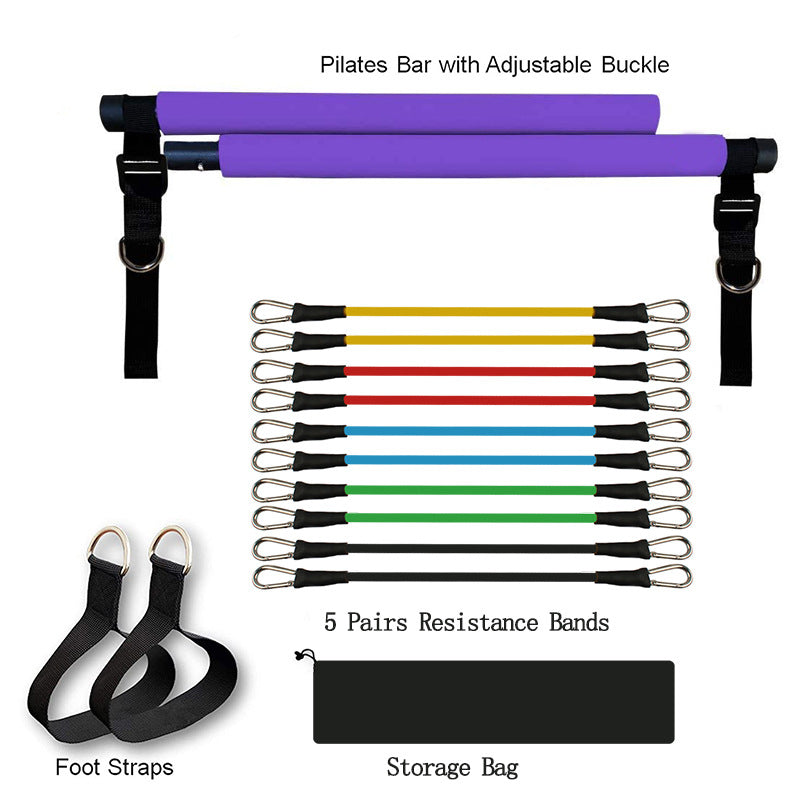 Portable Pilates Bar with resistance bands